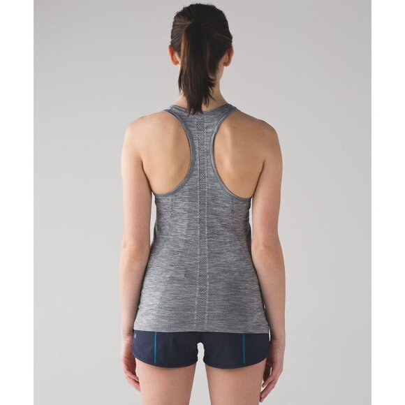 Lululemon Swiftly Tech Racerback Tank Top Gray Slate White Athleisure Sporty 6 - Picture 1 of 2